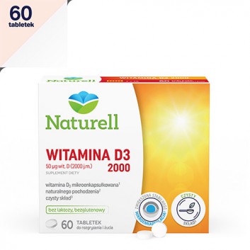 NATURELL Witamina D3 2000 j.m., 60 tabl. do ssania