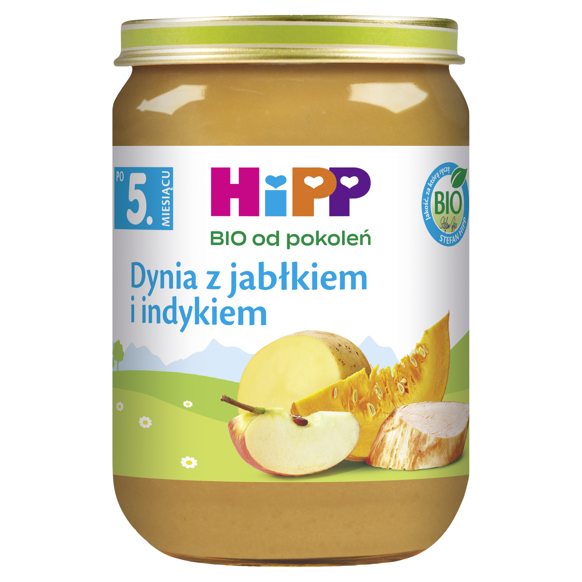 HiPP BIO od pokoleń, Dynia z jabłkiem i indykiem, po 5. m-cu, 190 g, cena, opinie, właściwości zdjęcie
