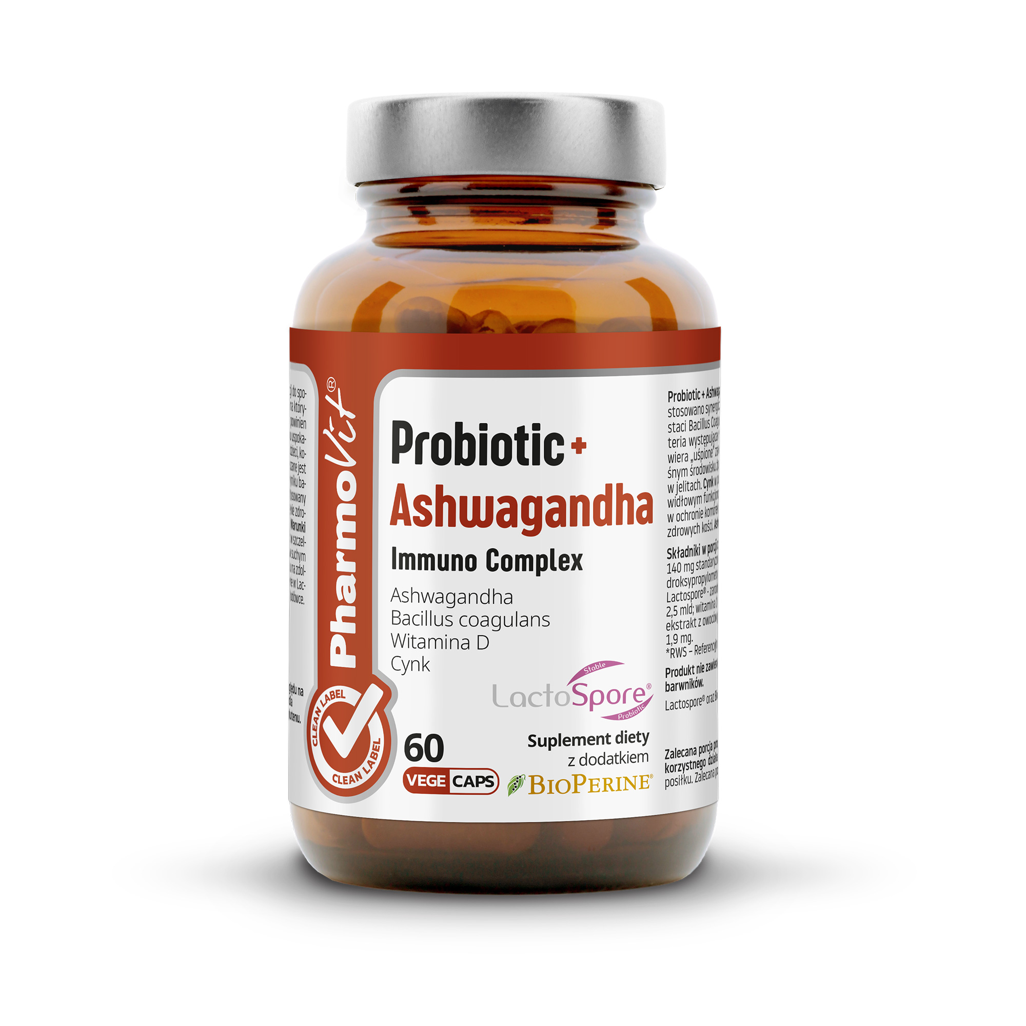 Probiotic + Ashwagandha Immuno Complex, kapsułki vege, 60 sztuk zdjęcie