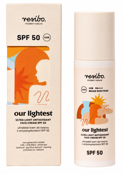 Resibo Our Lightest Ultra lekki krem do twarzy z antyoksydantami SPF 50, 50 ml zdjęcie