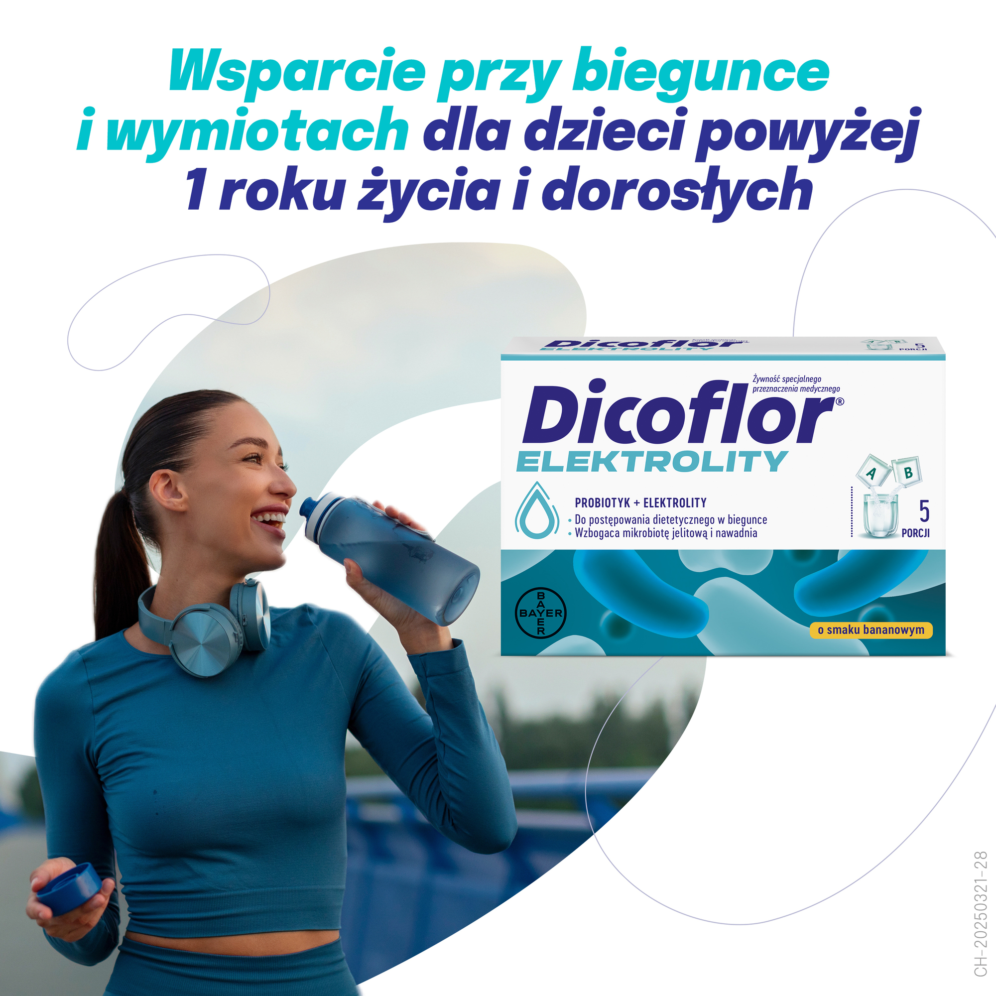 Dicoflor Elektrolity o smaku bananowym, saszetki, 10 sztuk