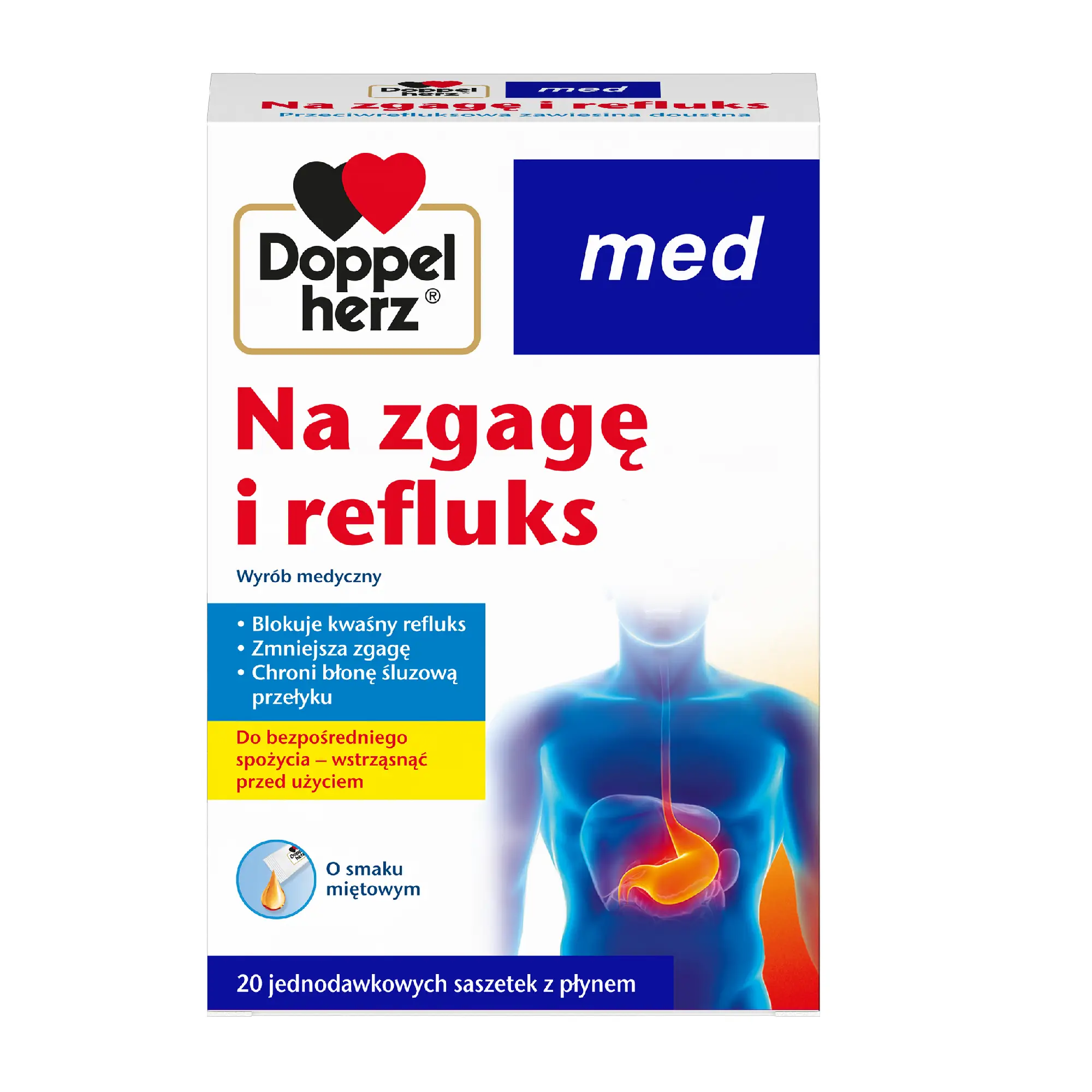 Doppelherz med. Na zgagę i refluks, saszetki, 20 sztuk zdjęcie
