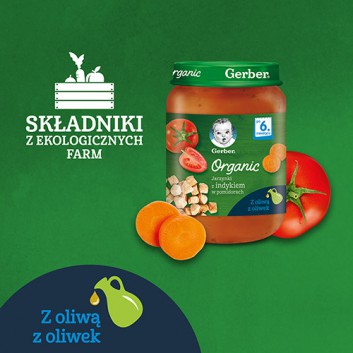 Nestlé Gerber Organic jarzynki z indykiem w pomidorach po 6 miesiącu 190 g