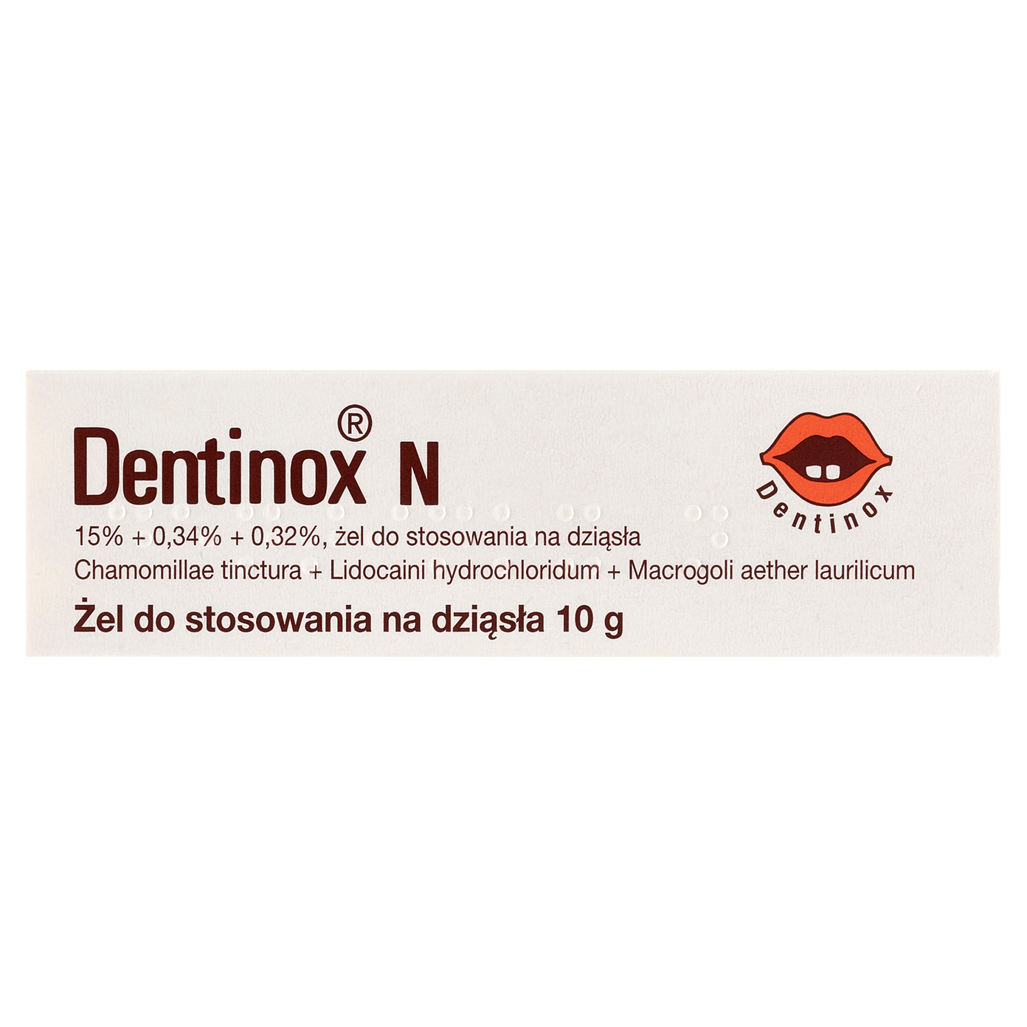 Dentinox N, 15% + 0,34% + 0,32%, żel do stosowania na dziąsła, 10 g zdjęcie