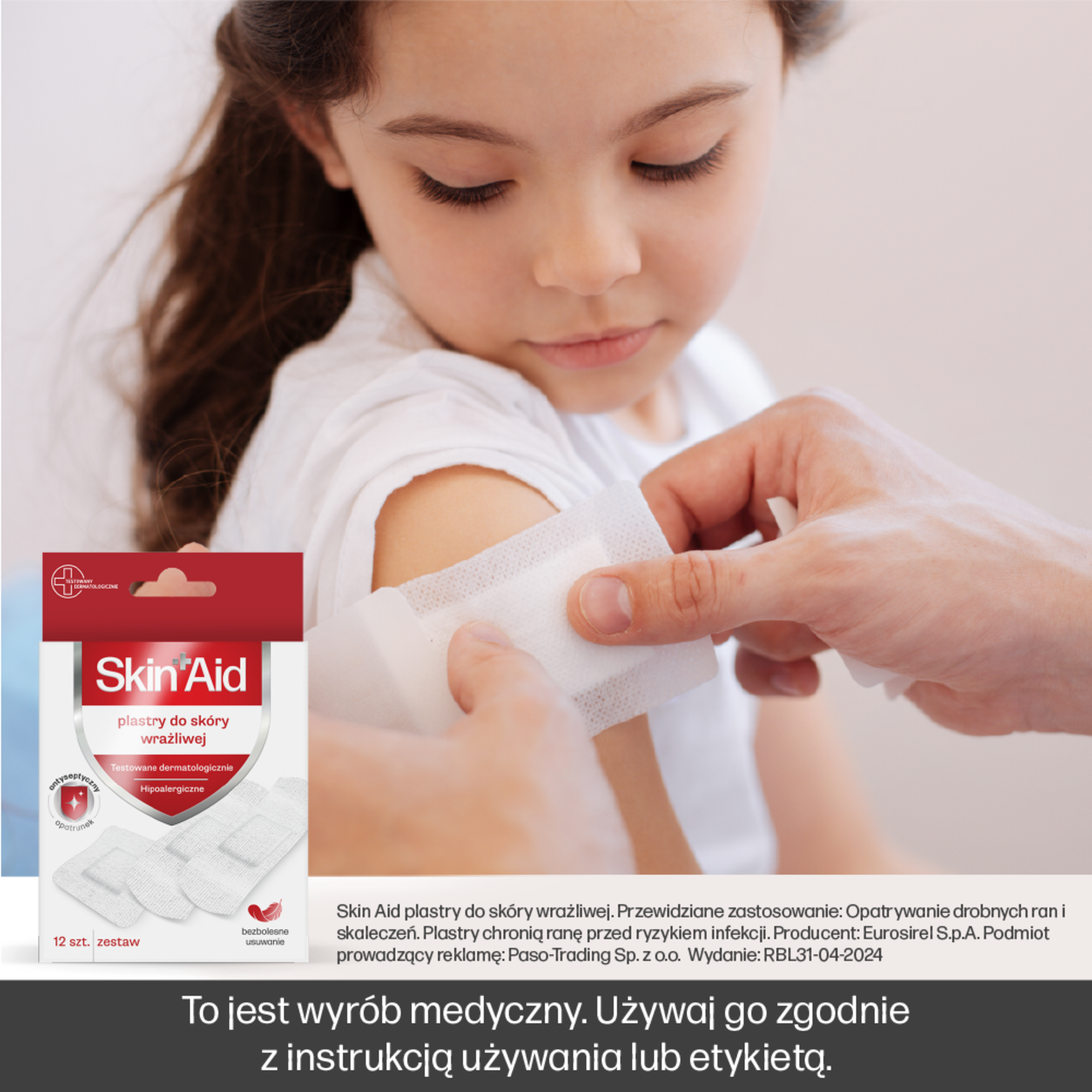 Skin Aid, plastry do skóry wrażliwej, 12 sztuk
