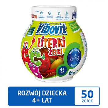 Vibovit Literki, żelki z witaminami, smak owocowy, 50 sztuk