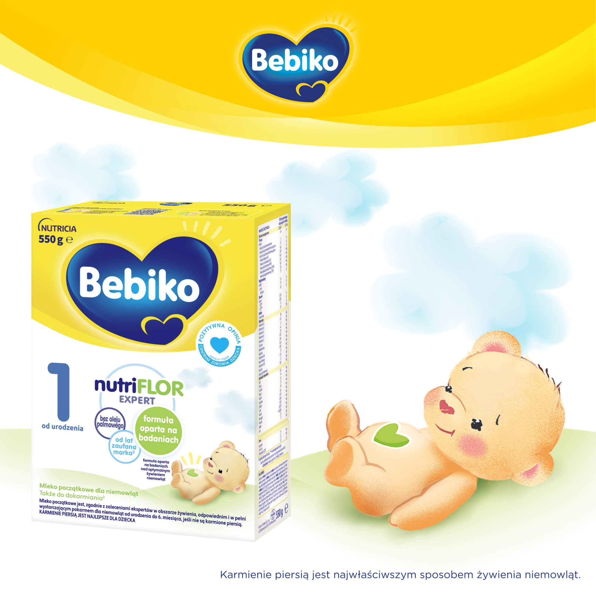 Bebiko 1 Nutriflor Expert, mleko początkowe dla niemowląt od urodzenia, 550 g