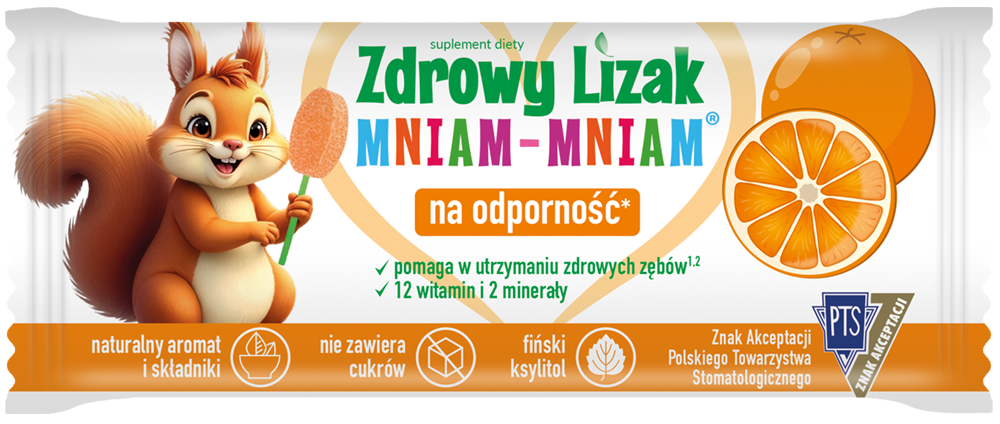 Zdrowy lizak Mniam-Mniam o smaku pomarańczy (łezka) 1 sztuka zdjęcie