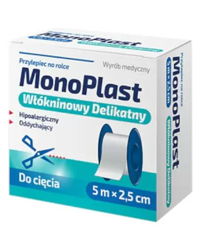 MonoPlast włókninowy delikatny przylepiec na rolce 5m x 2,5cm 1 sztuka zdjęcie