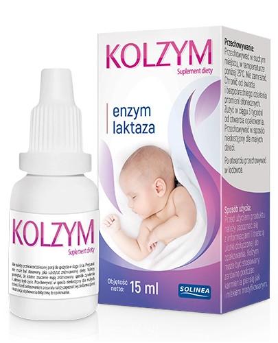 KOLZYM Krople na kolkę niemowlęcą - 15 ml - zwiększa przyswajalność laktozy - cena, stosowanie, opinie