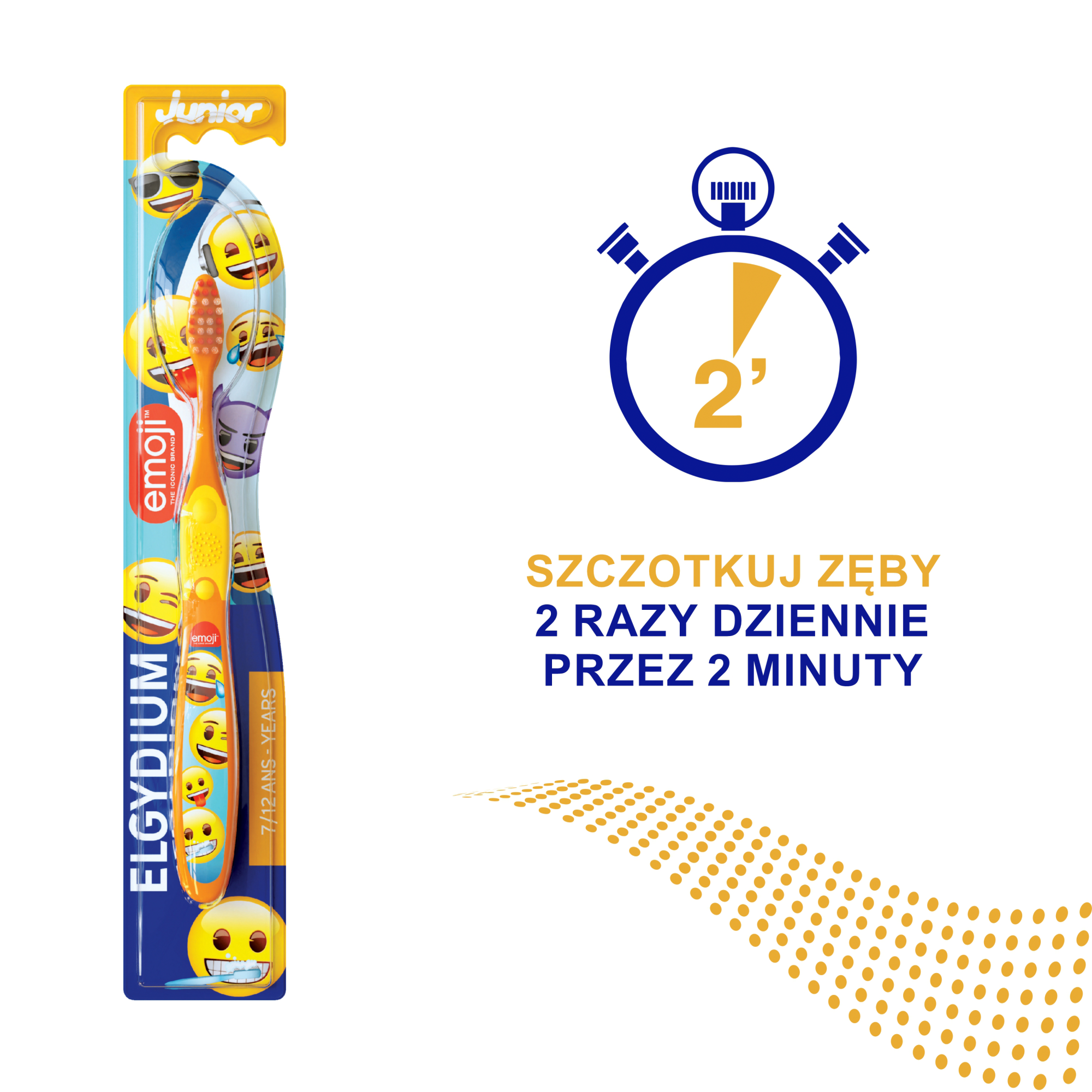 Elgydium Emoji Junior szczoteczka do zębów dla dzieci w wieku 7-12 lat 1 sztuka