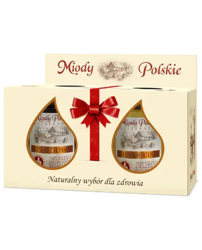 Miody Polskie Miód Spadziowy 400 g + Miód Wielokwiatowy 400 g [ZESTAW] zdjęcie