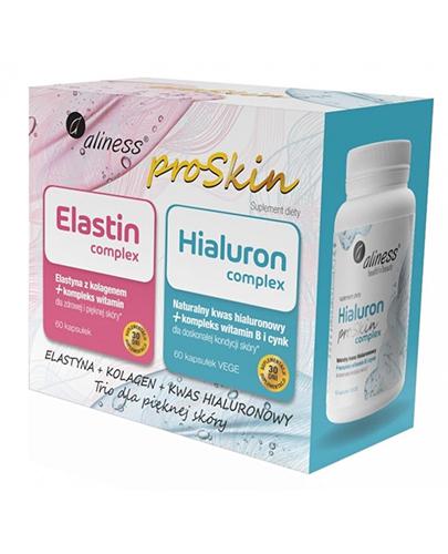 Aliness Proskin Zestaw Elastin complex, 60 kaps. + Hialuron complex, 60 kaps., Dla zdrowej skóry, cena, opinie, właściwości  zdjęcie
