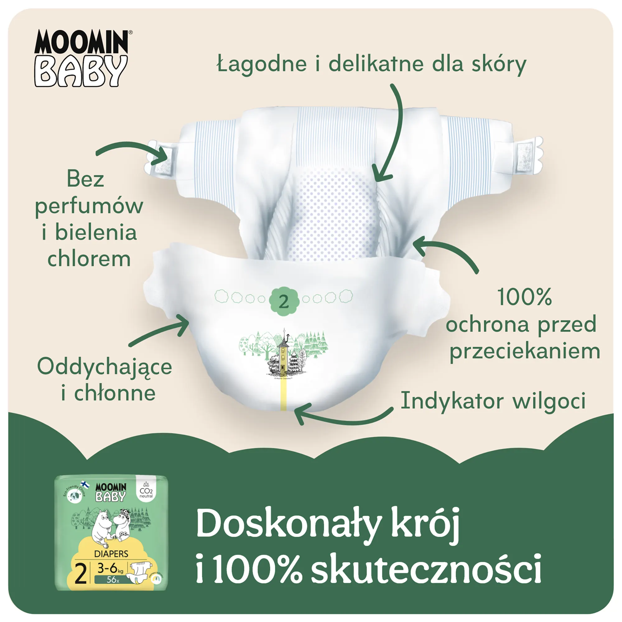 Moomin Baby 2 Newborn pieluszki 3-6 kg 168 sztuk