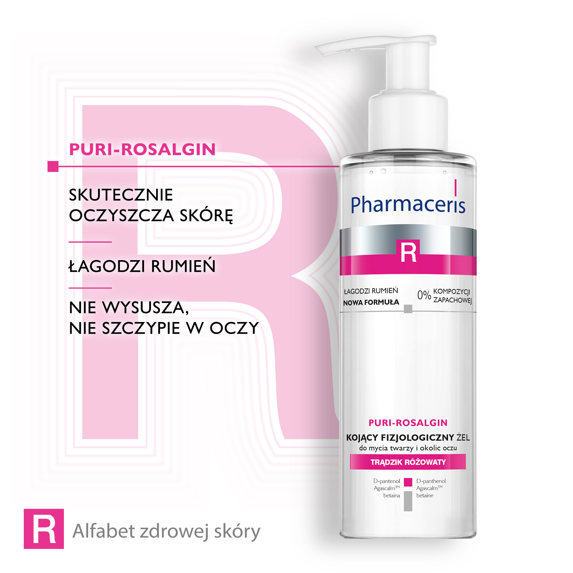 Pharmaceris R PURI-ROSALGIN, kojący fizjologiczny żel do mycia twarzy i okolic oczu, 190 ml