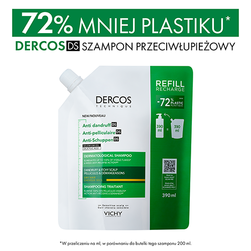 Vichy Dercos, Szampon Przeciwłupieżowy, włosy suche, uzupełnienie Reliff, 390 ml