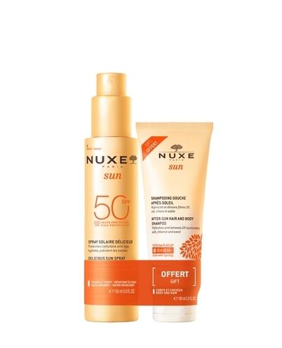 Nuxe Sun, Zestaw Mleczko do opalania SPF 50 spray 150 ml + żel pod prysznic po opalaniu, 100 ml zdjęcie