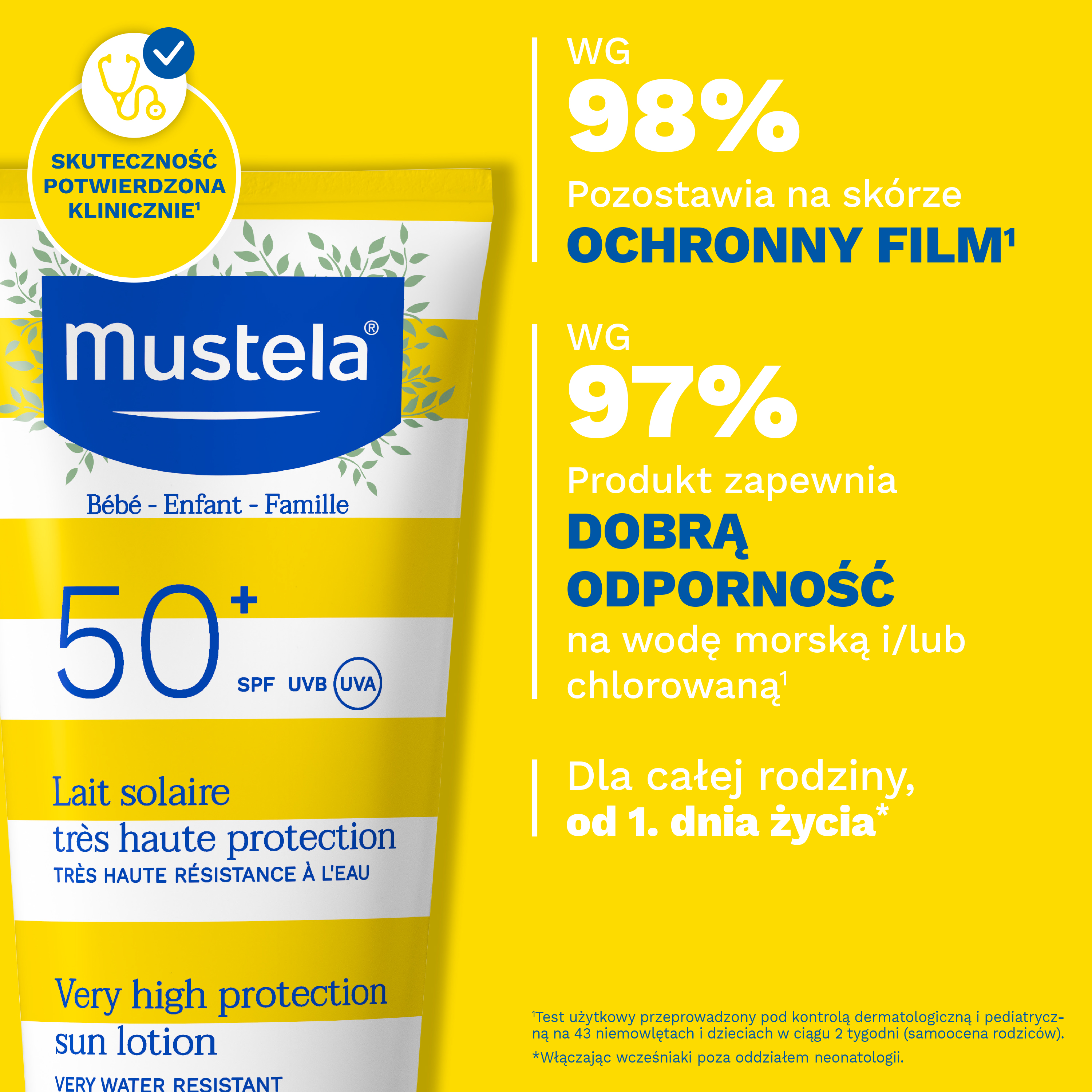 Mustela Sun, Mleczko przeciwsłoneczne do twarzy SPF50+, 40 ml