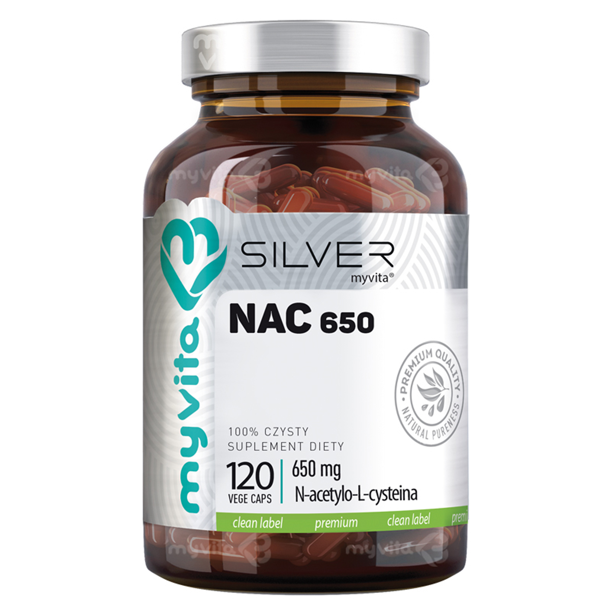 MyVita, Silver Pure 100% Nac 650 mg, kapsułki, 120 sztuk zdjęcie