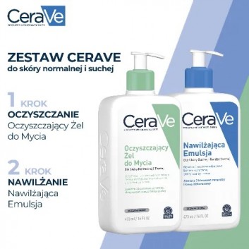Cerave Żel oczyszczający do mycia, 473 ml + Emulsja nawilżająca do ciała, 473 ml [ZESTAW]
