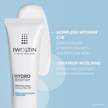 Iwostin Hydro Sensitia odżywczy krem na noc z Vit. C+E 50 ml