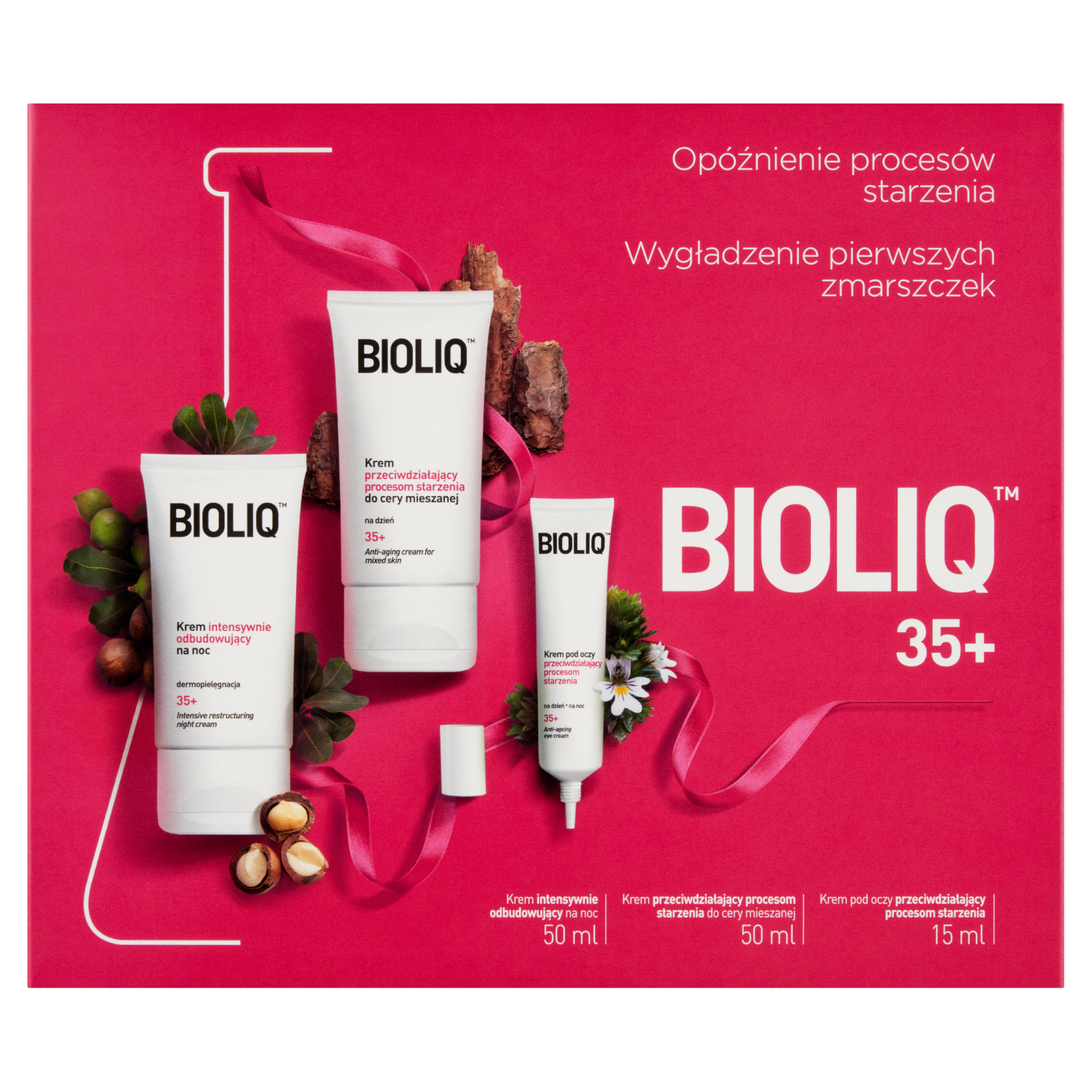 BIOLIQ 35+ Krem przeciwdziałający procesom starzenia do cery mieszanej, 50 ml + Krem intensywnie odbudowujący na noc, 50 ml + Krem pod oczy przeciwdziałający procesom starzenia, 15 ml zdjęcie