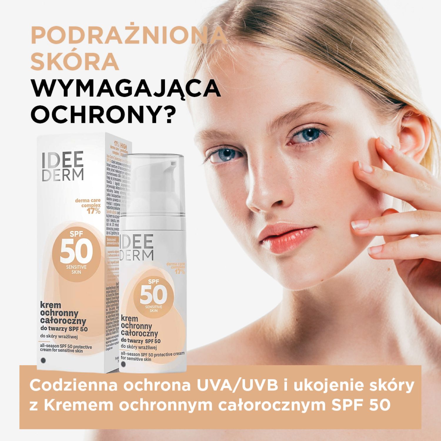 Idee Derm, krem ochronny całoroczny SPF 50, 50 ml