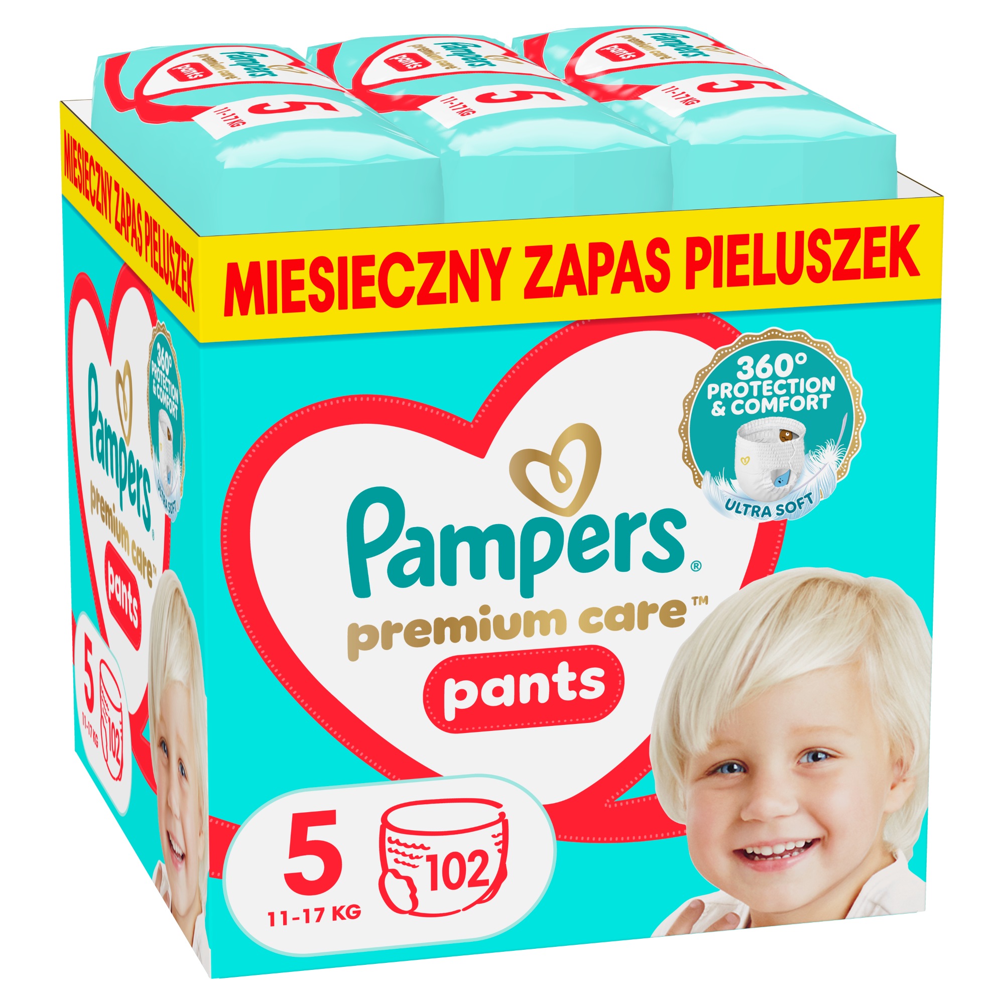 Pampers Premium Care Pieluchomajtki, rozmiar 5, 11-17 kg, 102 sztuki zdjęcie