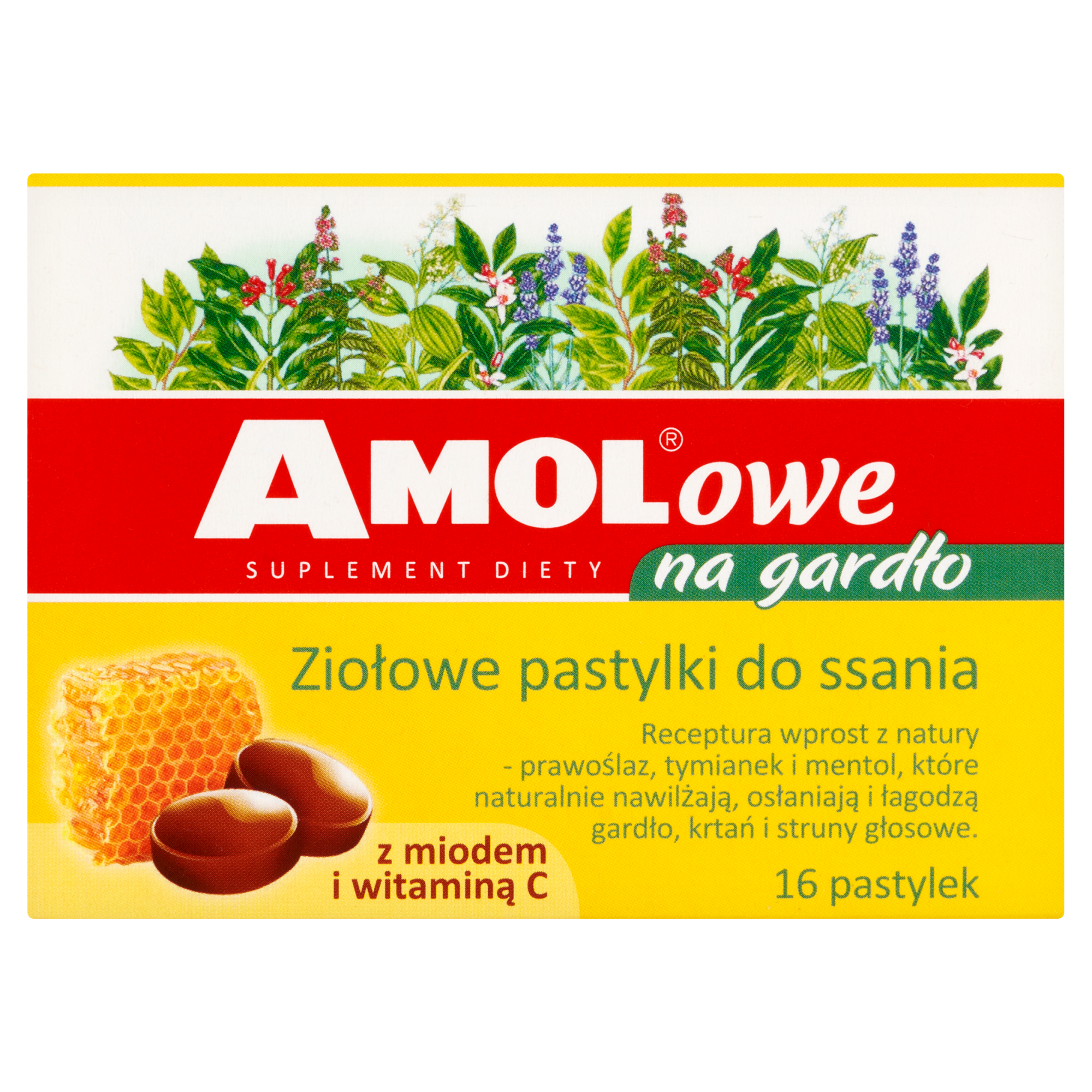 Amolowe na gardło z miodem i witaminą C 16 pastylek zdjęcie