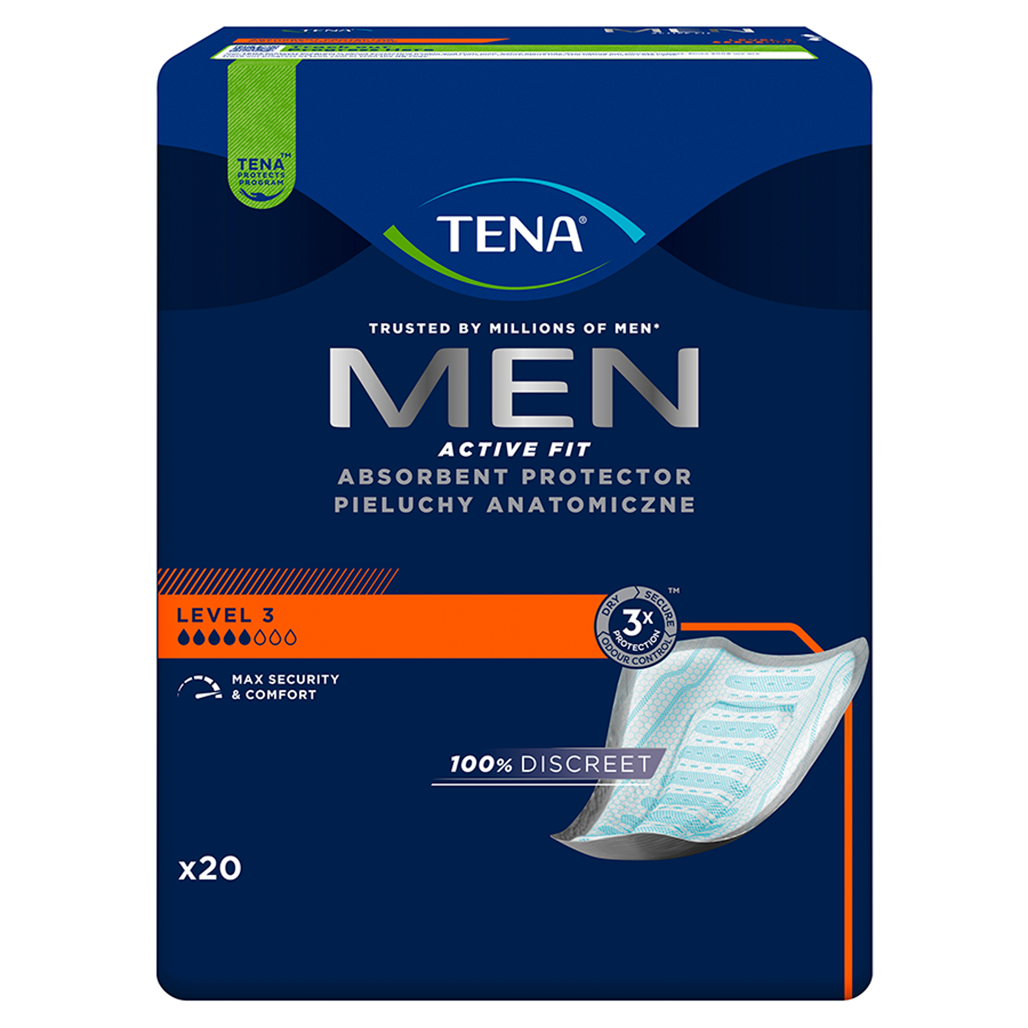 Tena Men Active Fit Level 3 wkładki anatomiczne 20 sztuk zdjęcie