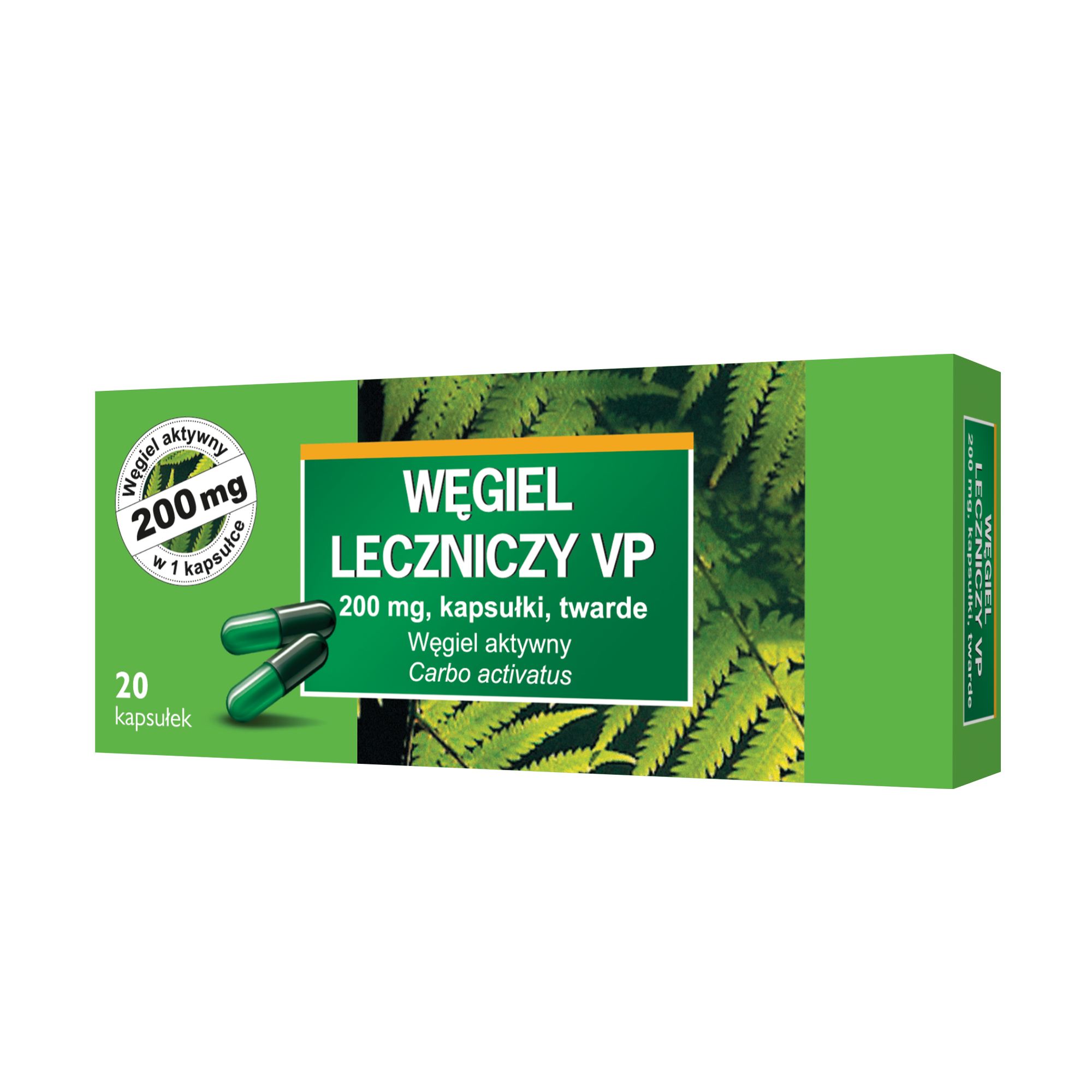 Węgiel leczniczy VP 200 mg - 20 kaps. Na zatrucia zdjęcie