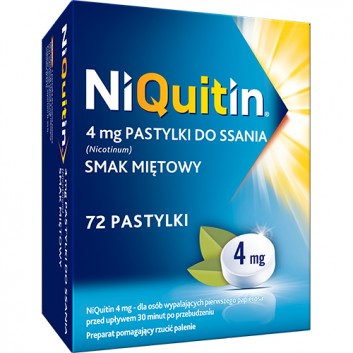 NIQUITIN Pastylki do ssania na rzucenie palenia o smaku miętowym 4 mg, 72 sztuki