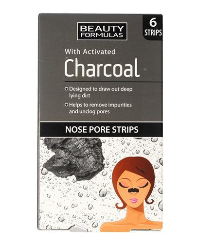 BEAUTY FORMULAS CHARCOAL Oczyszczające paski na nos z aktywnym węglem - 6 szt. zdjęcie
