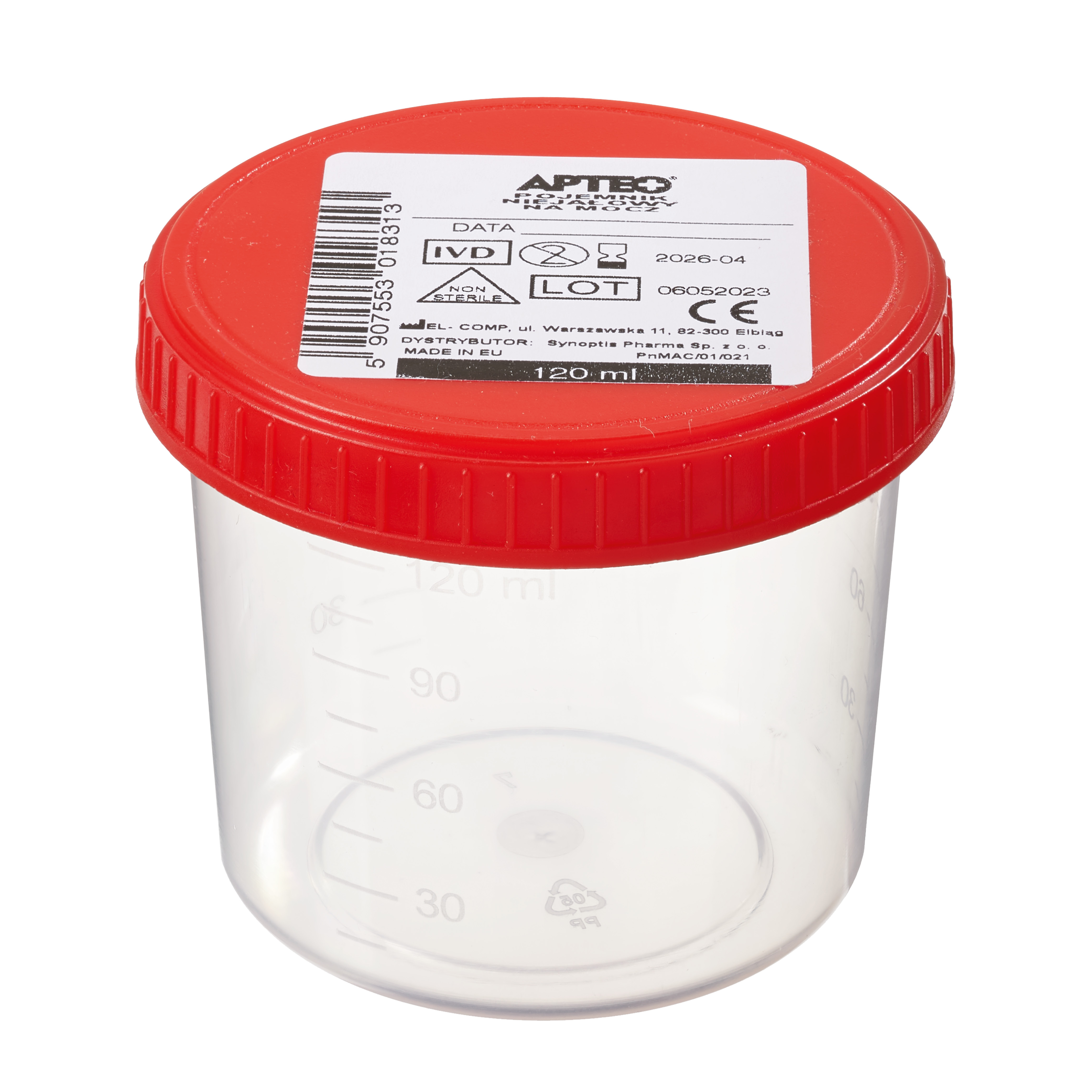 Apteo pojemnik niejałowy na mocz 120 ml zdjęcie