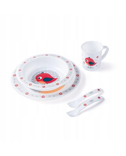 CANPOL BABIES Plastikowy zestaw stołowy Cute Animals 4/401, kolor czerwony - 1 szt. zdjęcie