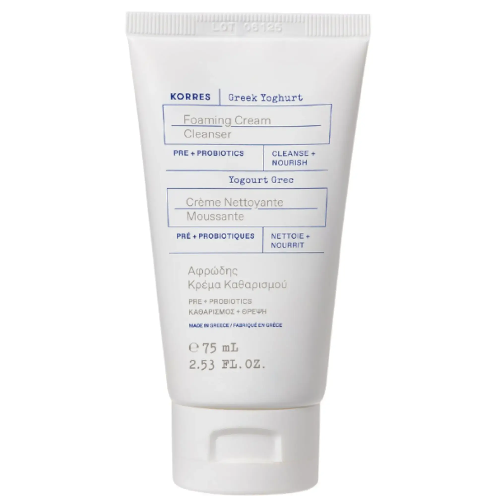 Korres Greek Yoghurt, Kremowy żel do mycia twarzy z probiotykami, 75 ml zdjęcie