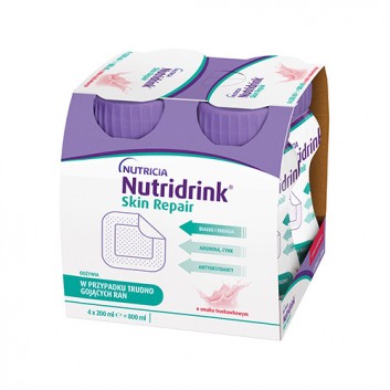 Nutridrink Skin Repair, napój o smaku truskawkowym, 4 x 200 ml