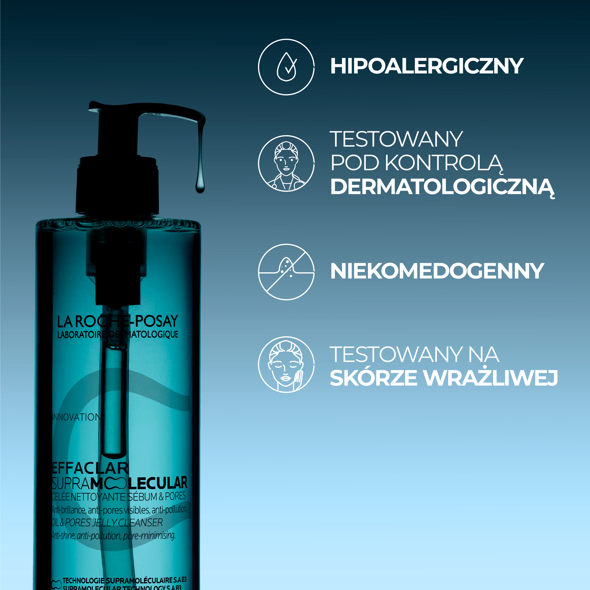 La Roche-Posay Effaclar Supramolecular Żel oczyszczający pory, 400 ml