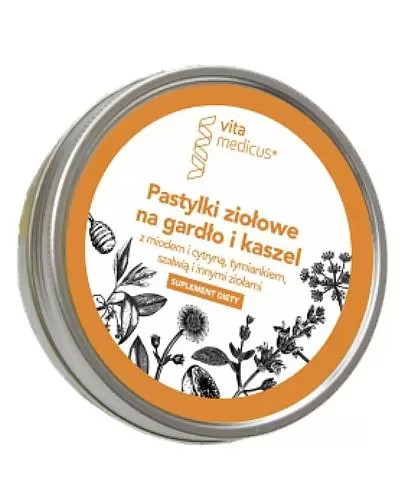 VitaMedicus Pastylki ziołowe na gardło i kaszel 60 g zdjęcie