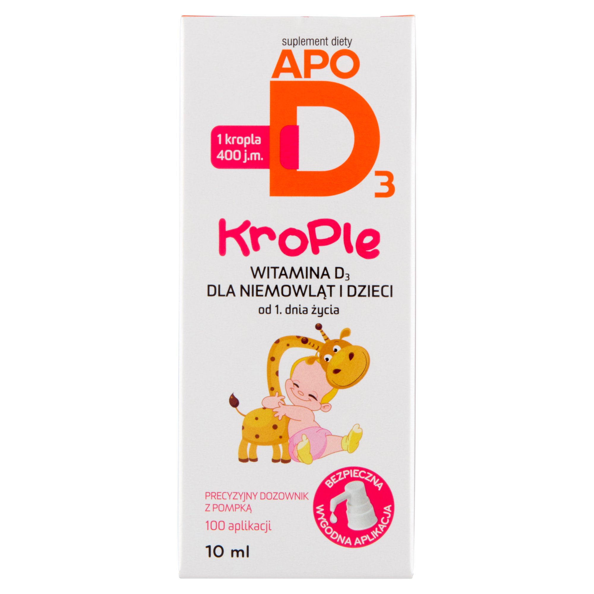 Apo D3 krople 400j.m. witamina D3 dla niemowląt i dzieci 0+ 10 ml zdjęcie