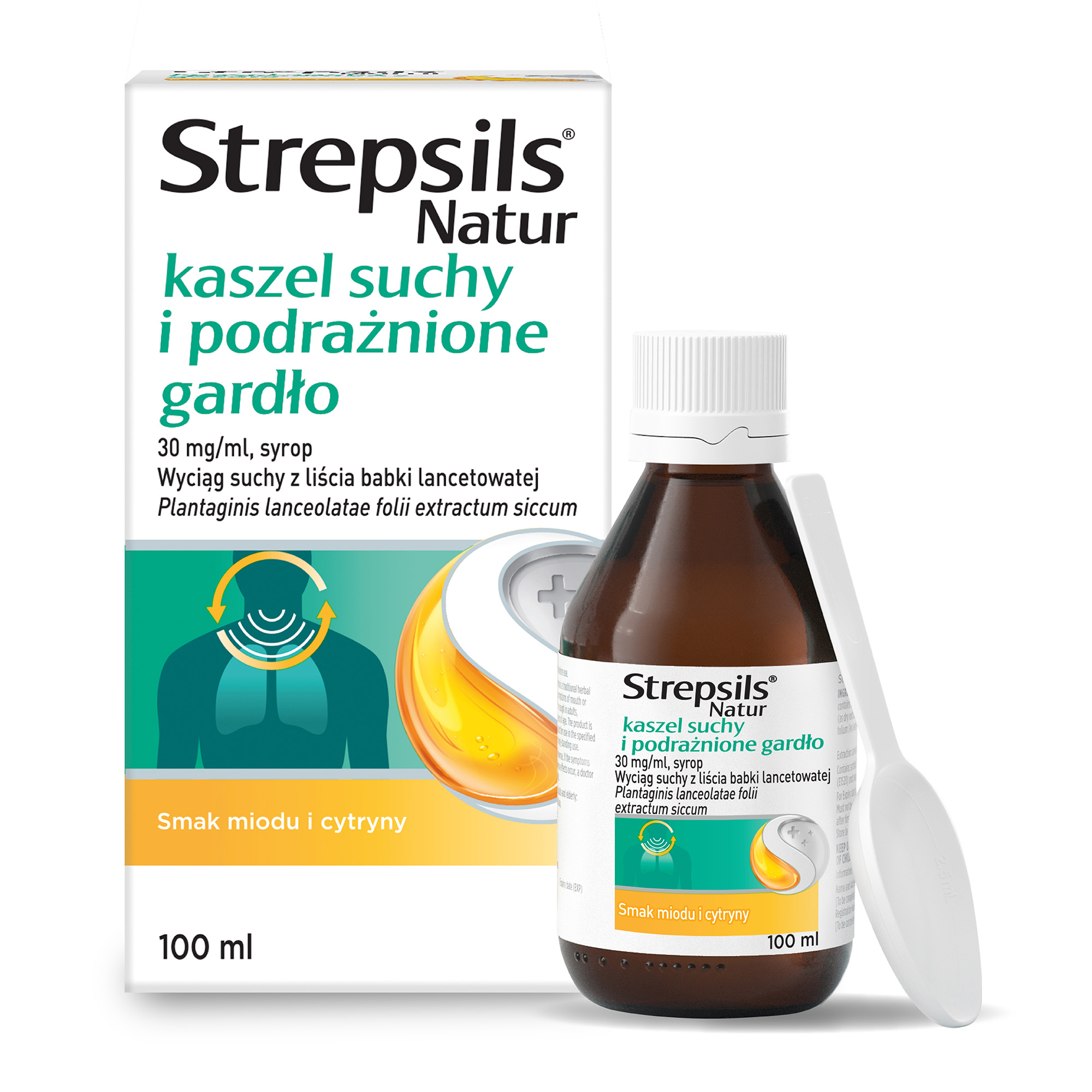 Strepsils Natur kaszel suchy i podrażnione gardło syrop 30 mg/ml, 100 ml