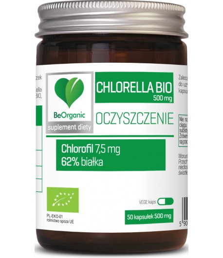 BeOrganic, Chlorella BIO, 500 mg, kapsułki, 50 sztuk zdjęcie