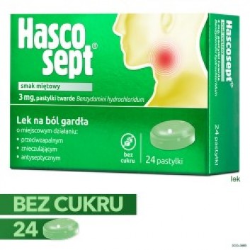 Hascosept smak miętowy, 24 pastylki