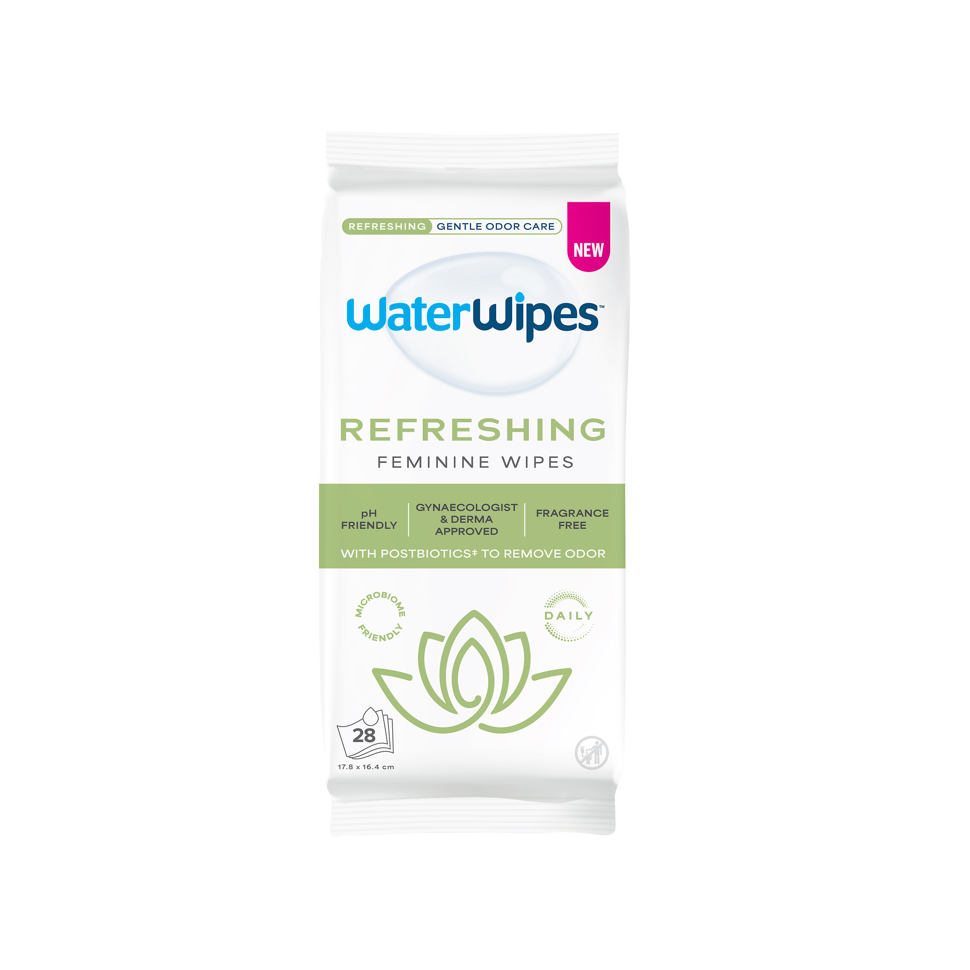 WaterWipes Refreshing, Chusteczki nawilżane do higieny intymnej, 28 sztuk
