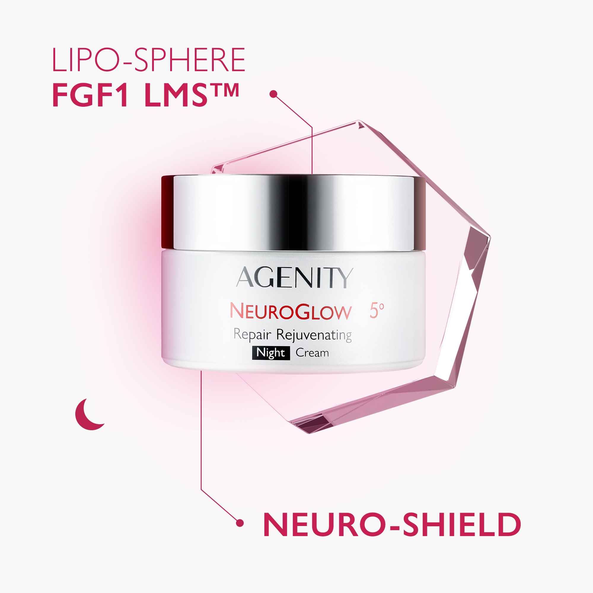 Agenity Neuroglow 5°, Krem odmładzający naprawczy na noc, 50 ml