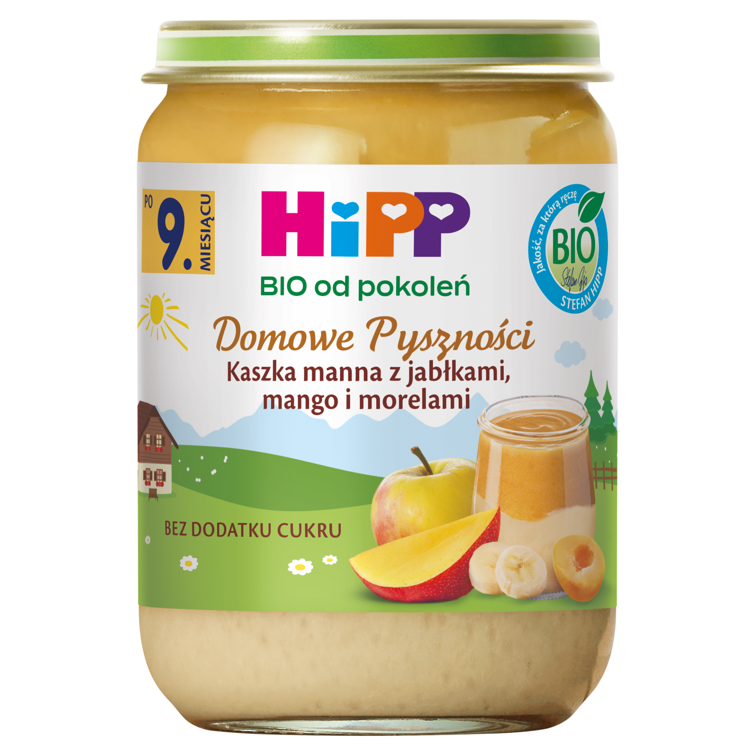 HiPP BIO od pokoleń, Kaszka manna z jabłkami, mango i morelami, po 9. m-cu, 190 g zdjęcie