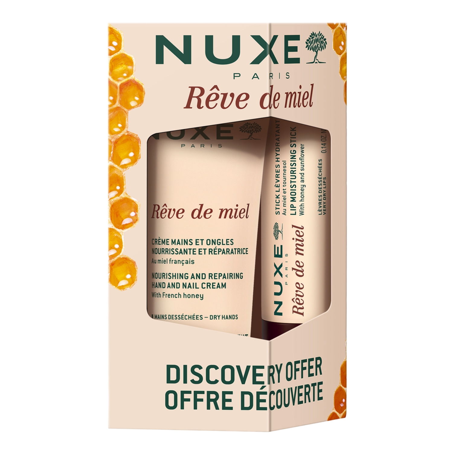 Nuxe Reve de Miel Zestaw Krem do rąk, 30 ml + Nawilżająca pomadka do ust, 4 g zdjęcie