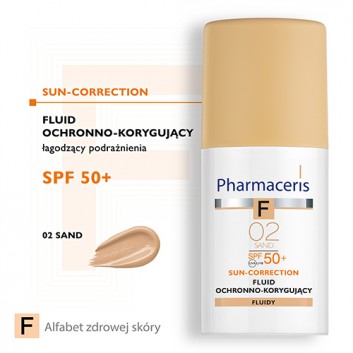 Pharmaceris F, fluid ochronno-korygujący, Sand 02, SPF 50+, 30 ml