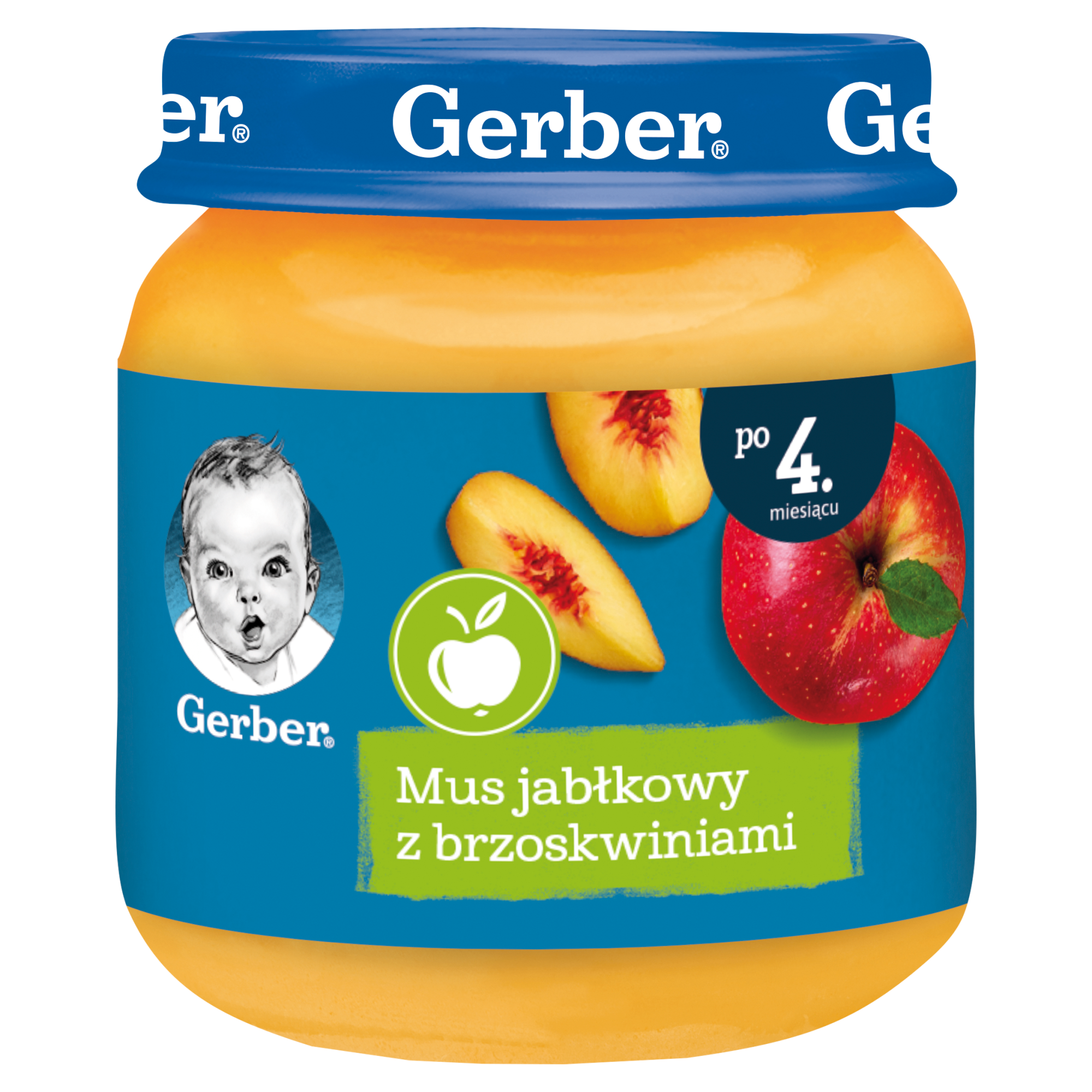 GERBER Deserek mus jabłkowy z brzoskwiniami po 4 miesiącu - 125 g - cena, opinie, wskazania zdjęcie