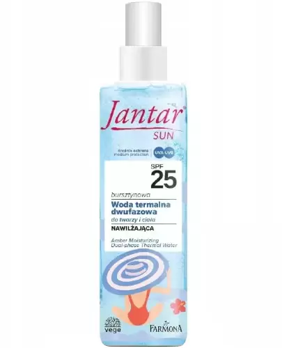 Farmona Jantar Sun bursztynowa nawilżająca dwufazowa woda termalna do twarzy i ciała SPF25 200 ml zdjęcie